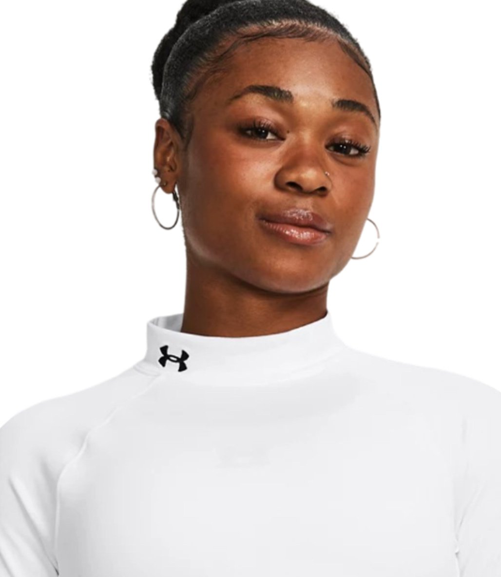 Under Armour ColdGear Authentics Mockneck Kadın T-Shirt Beyaz Siyah