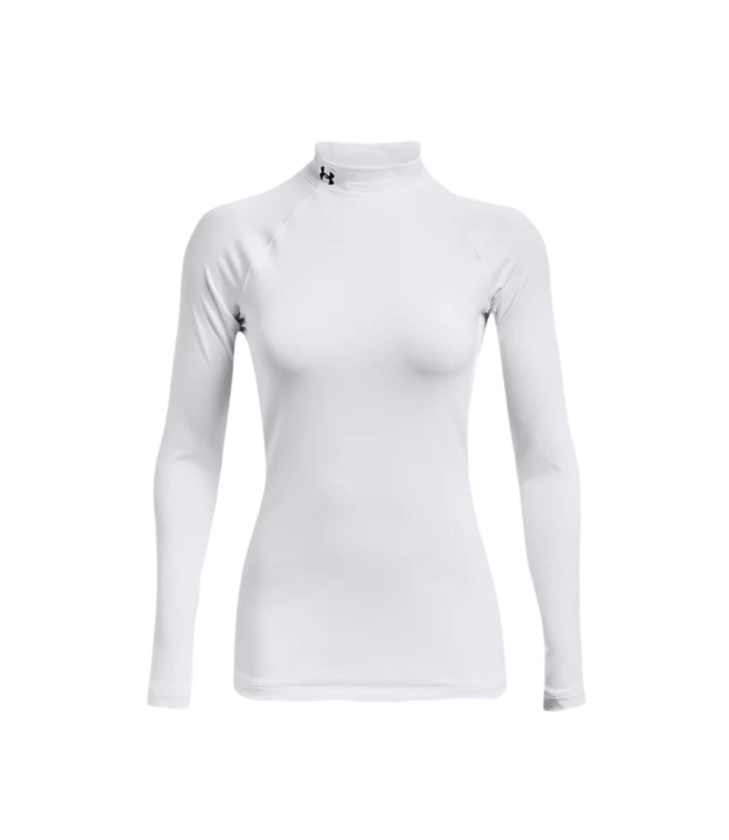 Under Armour ColdGear Authentics Mockneck Kadın T-Shirt Beyaz Siyah