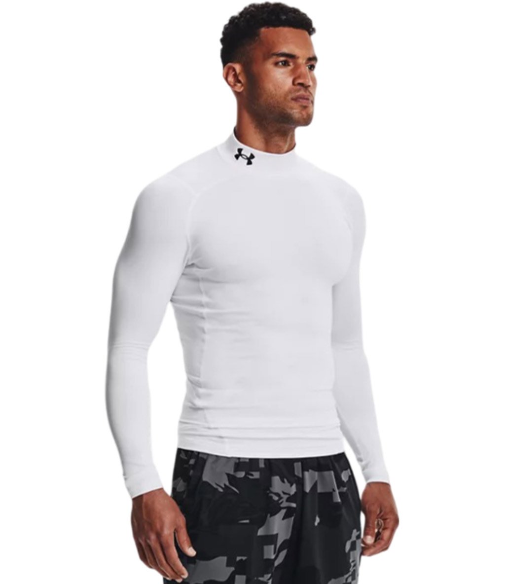 Under Armour ColdGear Compression Mock Uzun Kollu T Shirt Beyaz Fitmoda