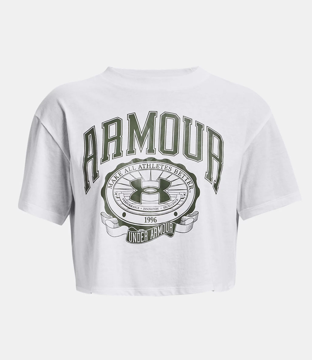 Under Armour Collegiate Kadın Kısa Kollu Crop T-Shirt Beyaz
