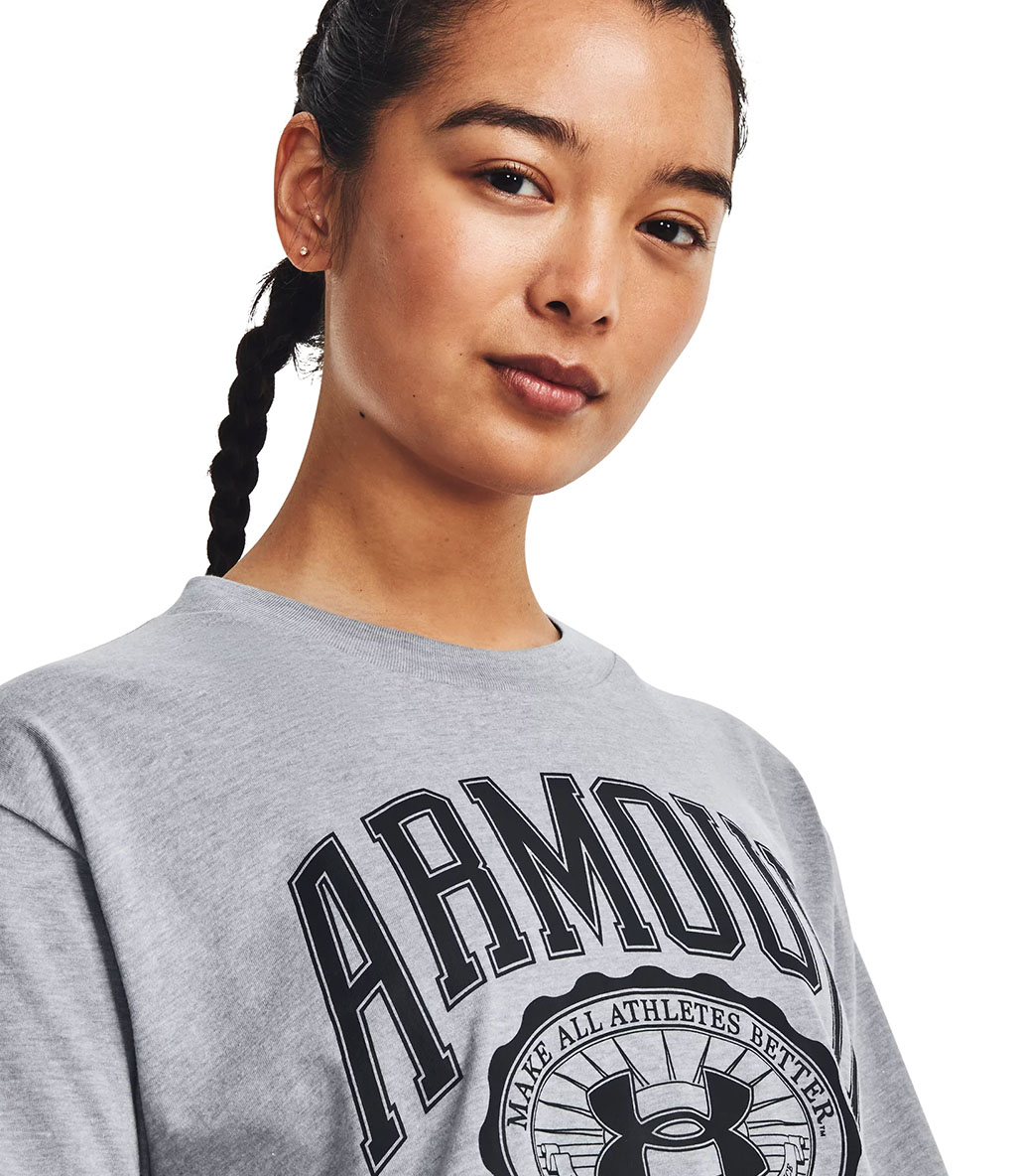 Under Armour Collegiate Kadın Kısa Kollu Crop T-Shirt Koyu Gri