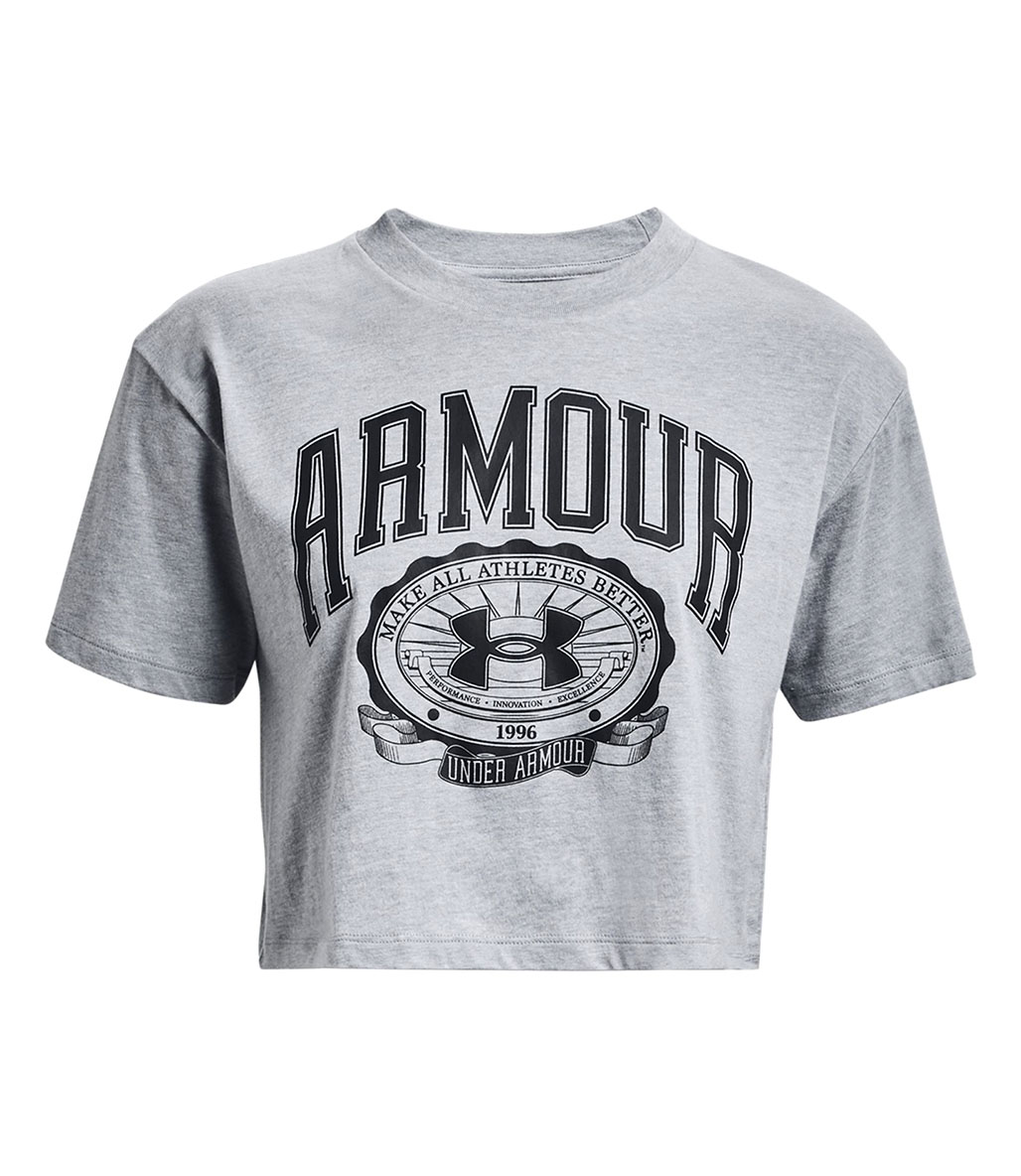 Under Armour Collegiate Kadın Kısa Kollu Crop T-Shirt Koyu Gri