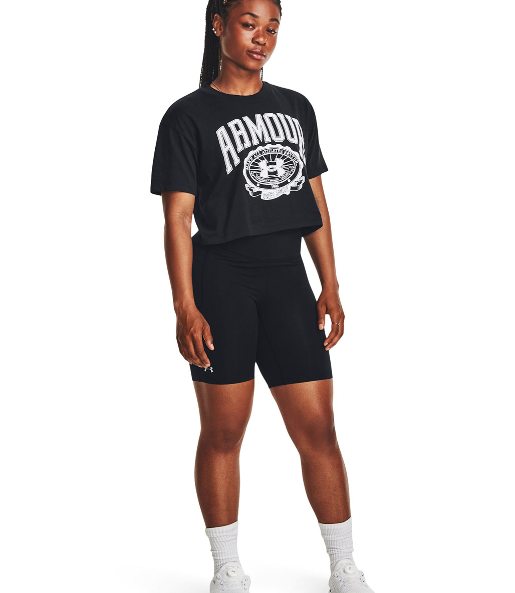 Under Armour Collegiate Kadın Kısa Kollu Crop T-Shirt Siyah
