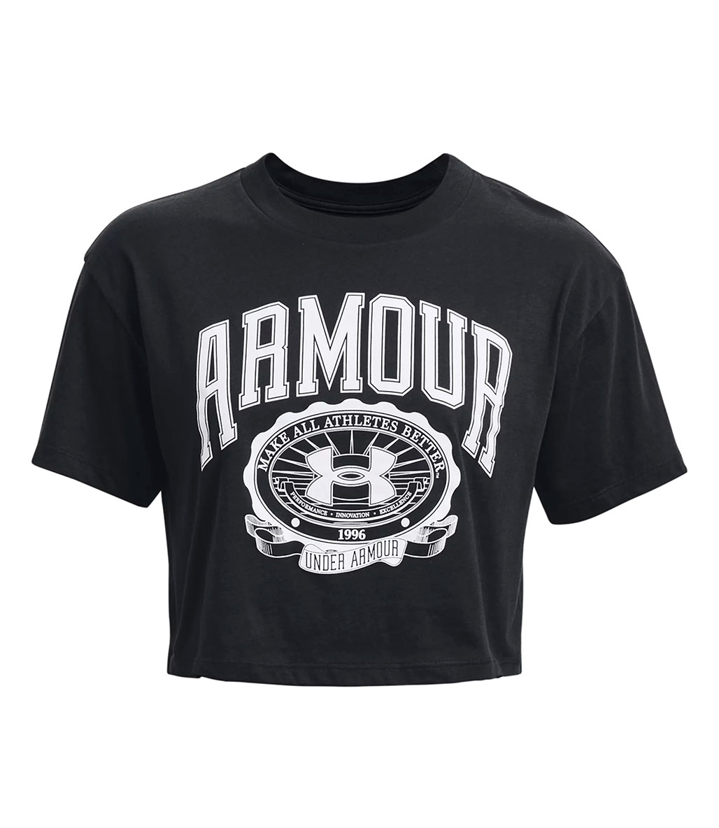 Under Armour Collegiate Kadın Kısa Kollu Crop T-Shirt Siyah
