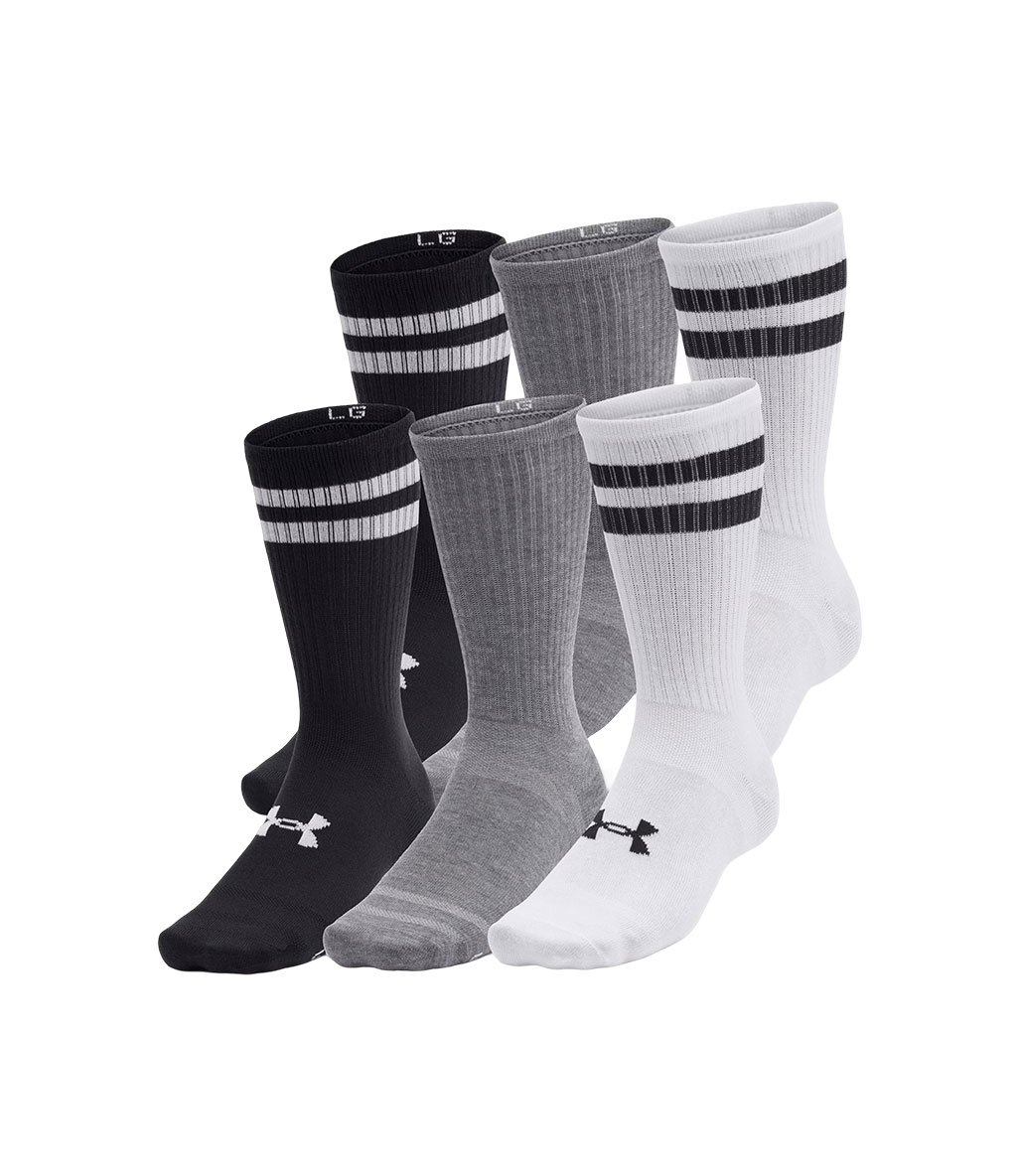 Under Armour Essential 6'Lı Paket Crew Çorap Beyaz Siyah