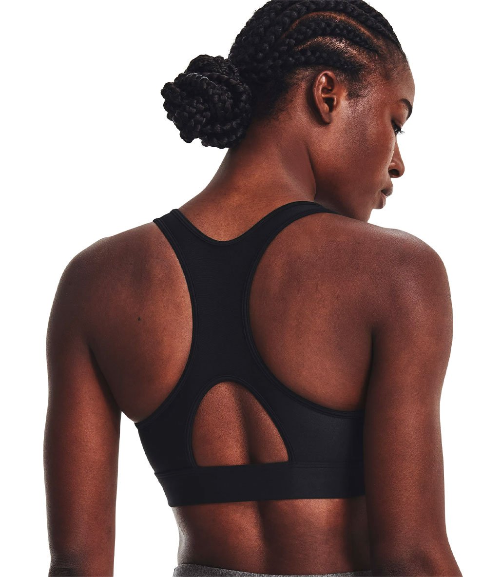 Under Armour HeatGear Armour Mid Padless Sporcu Sütyeni Siyah Beyaz