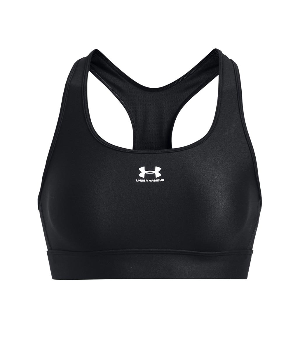 Under Armour HeatGear Armour Mid Padless Sporcu Sütyeni Siyah Beyaz