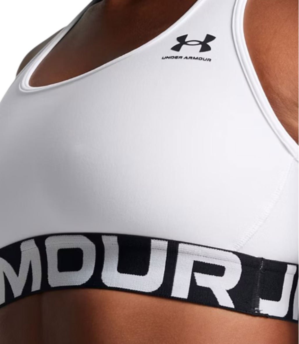 Under Armour HeatGear Mid Branded Sporcu Sütyeni Beyaz