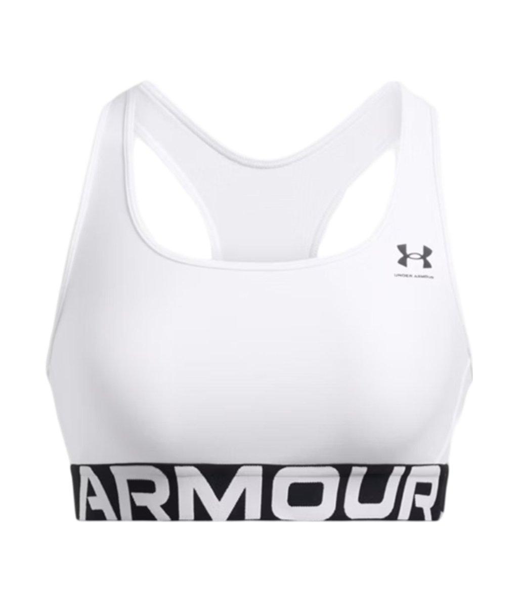 Under Armour HeatGear Mid Branded Sporcu Sütyeni Beyaz