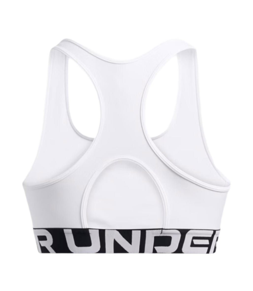 Under Armour HeatGear Mid Branded Sporcu Sütyeni Beyaz