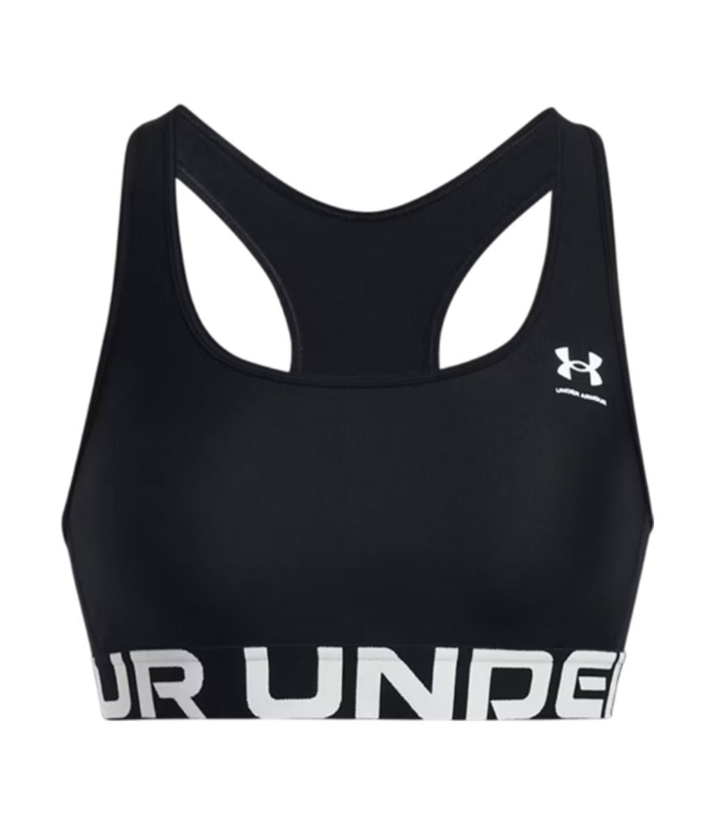 Under Armour HeatGear Mid Branded Sporcu Sütyeni Siyah