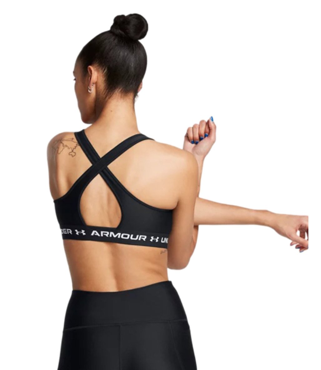 Under Armour Mid Çapraz Sırtlı Sporcu Sütyeni Siyah Beyaz