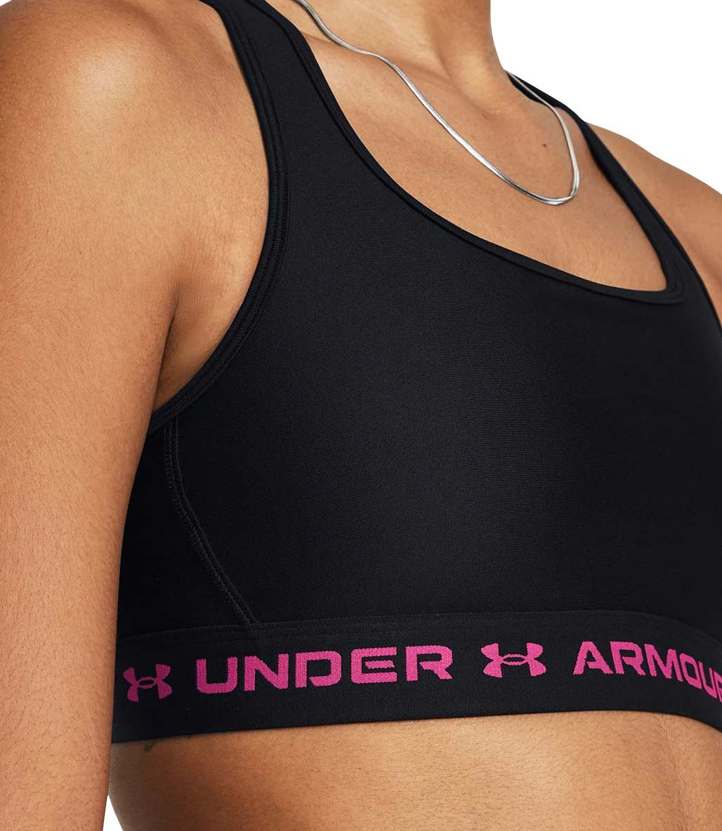 Under Armour Mid Çapraz Sırtlı Sporcu Sütyeni Siyah Pembe