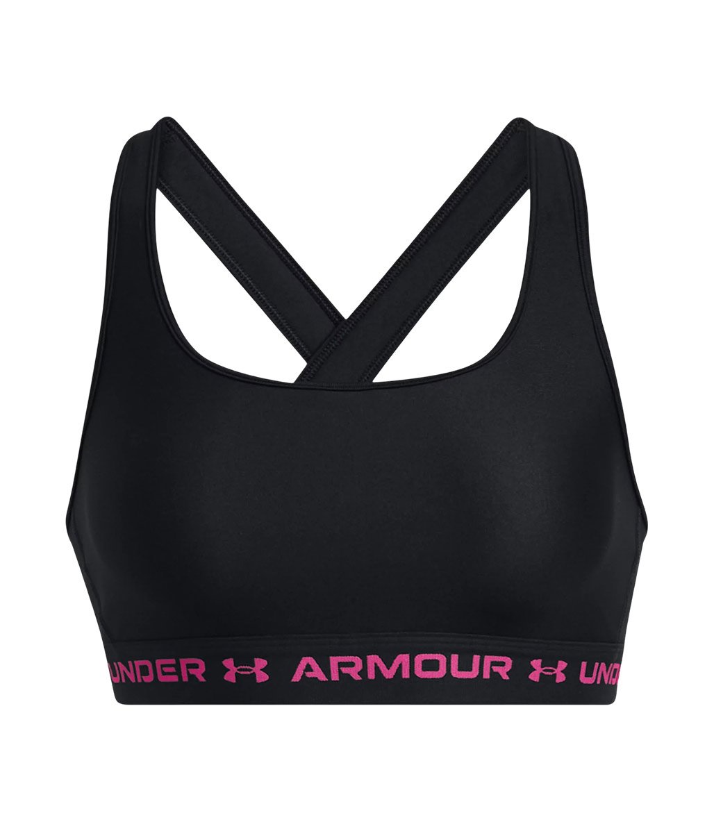 Under Armour Mid Çapraz Sırtlı Sporcu Sütyeni Siyah Pembe