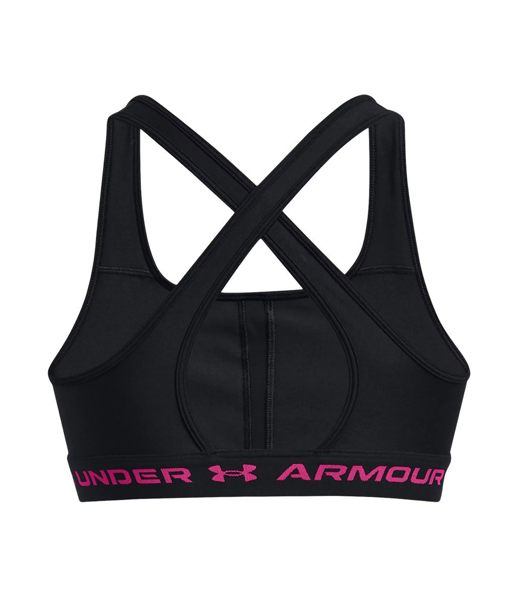 Under Armour Mid Çapraz Sırtlı Sporcu Sütyeni Siyah Pembe