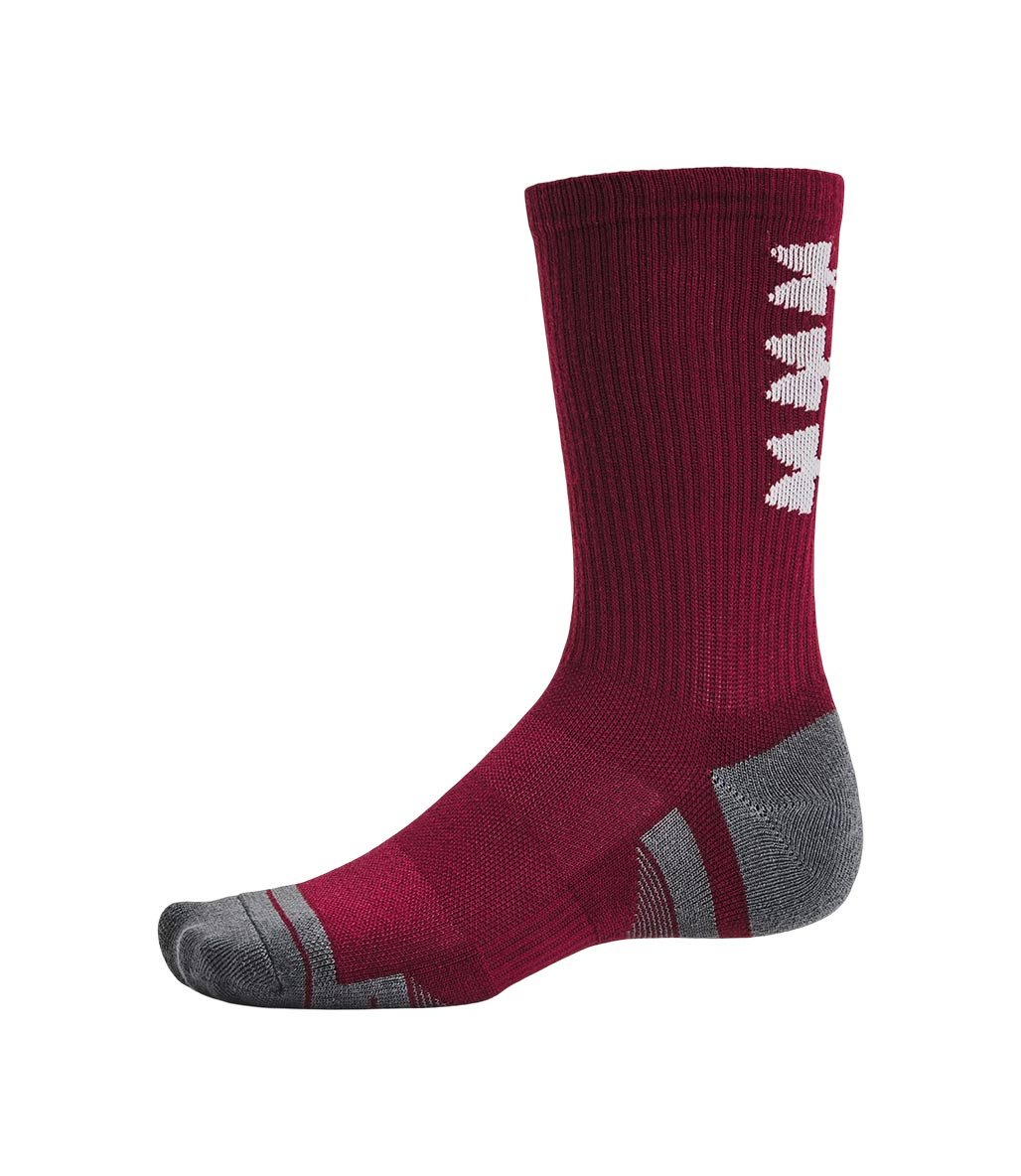 Under Armour Perf Tech Nov 3'Lü Paket Crew Çorap Bordo Gri