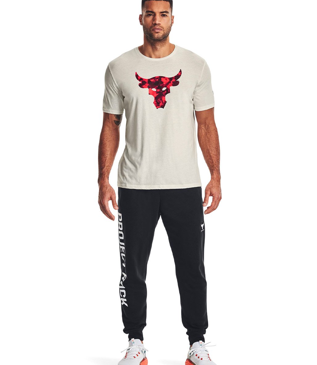 Under Armour Project Rock Brahma Bull Kısa Kollu T-Shirt Bej Kırmızı
