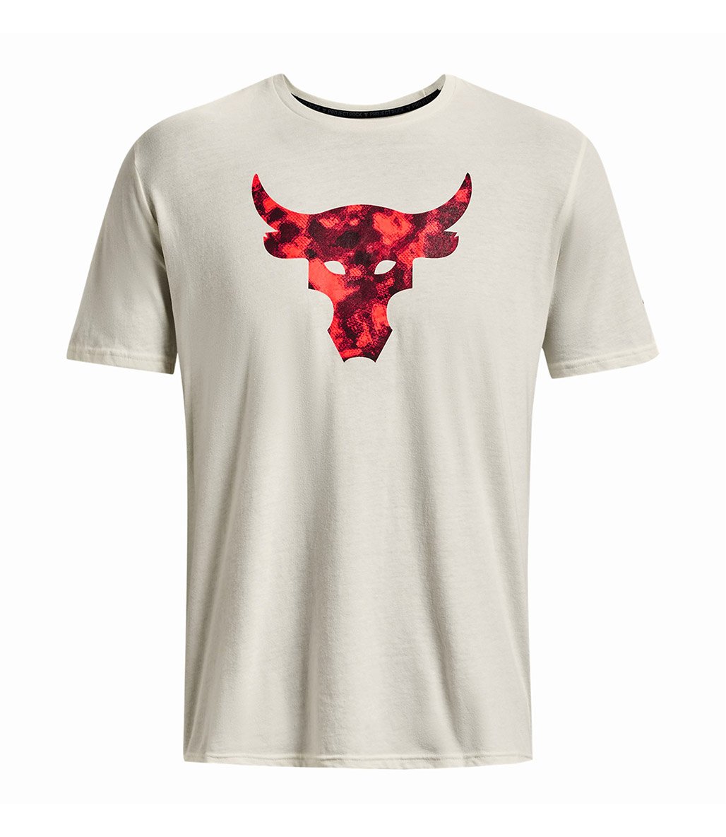 Under Armour Project Rock Brahma Bull Kısa Kollu T-Shirt Bej Kırmızı