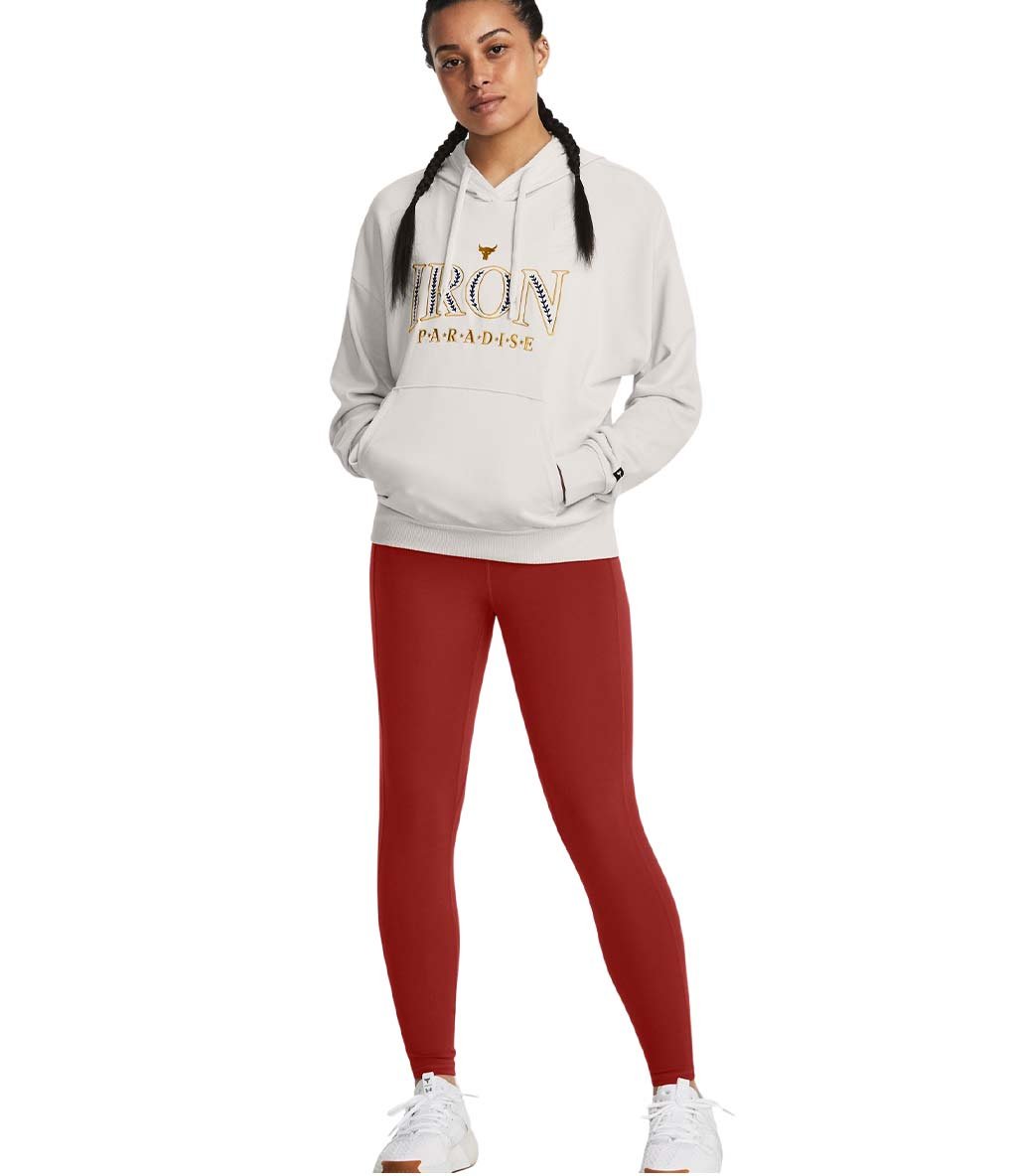 Under Armour Project Rock Everyday Terry Kadın Kapüşonlu Sweatshirt Bej