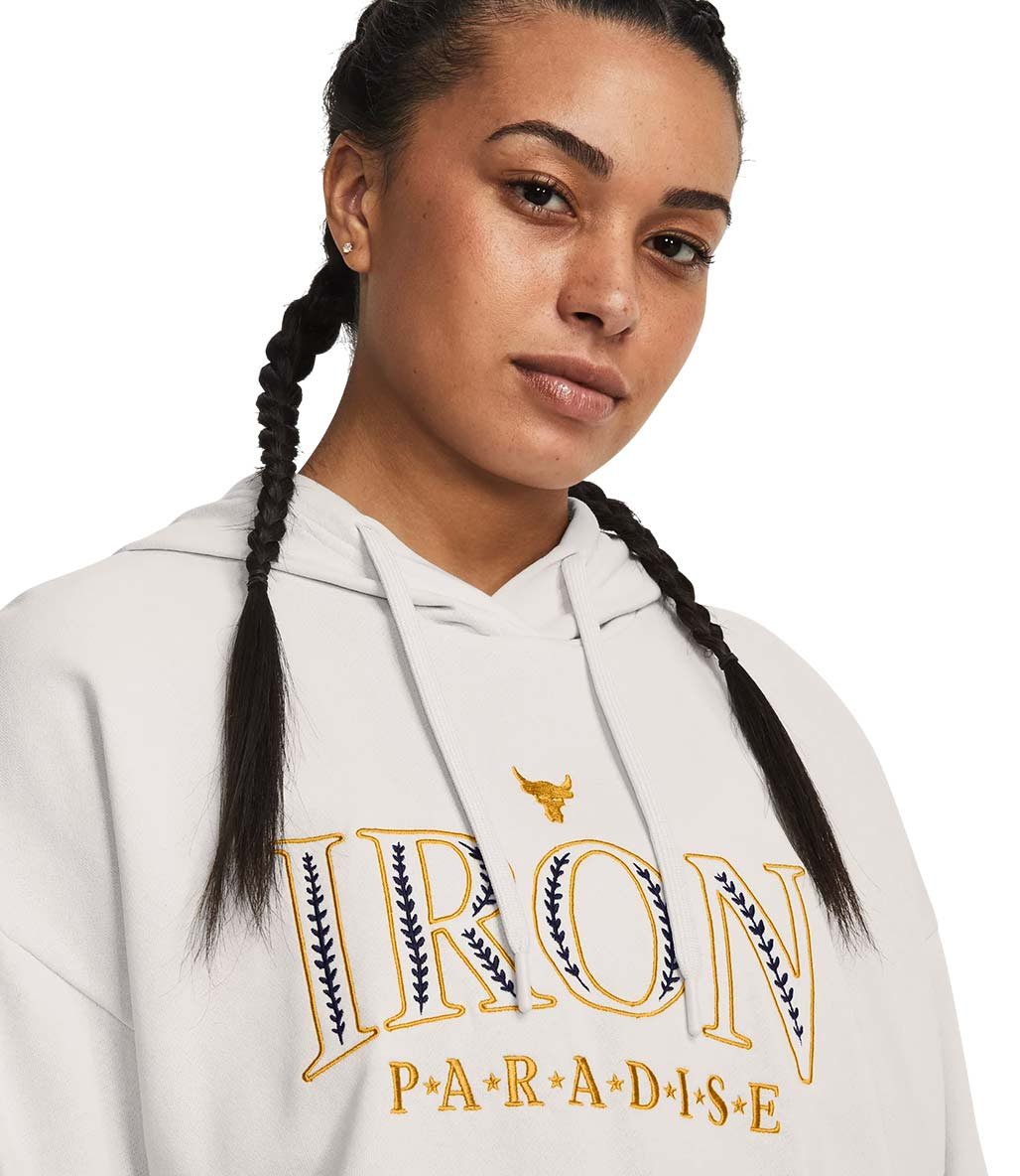 Under Armour Project Rock Everyday Terry Kadın Kapüşonlu Sweatshirt Bej