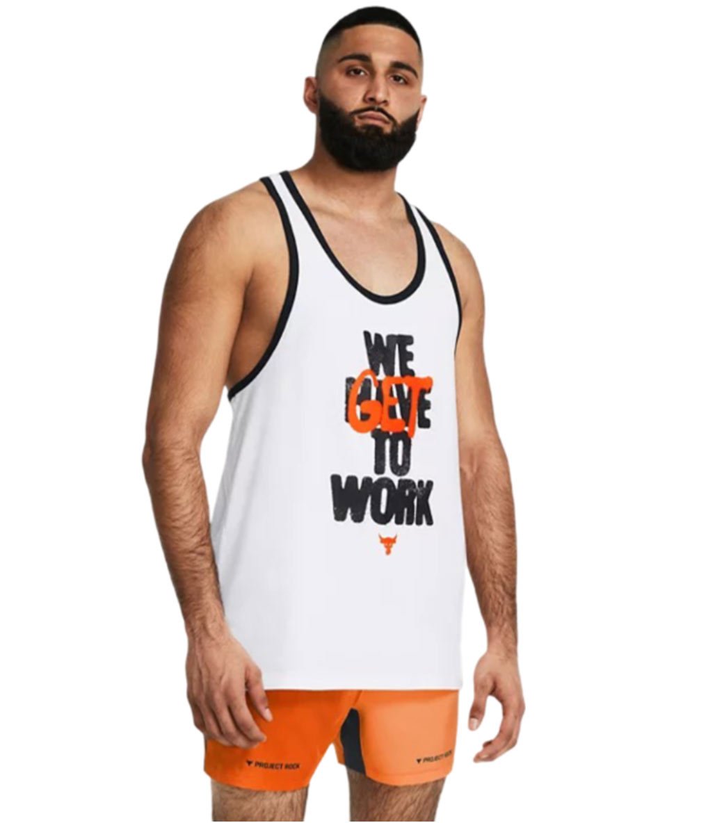 Under Armour Project Rock Get To Work Tank Atlet Beyaz Siyah