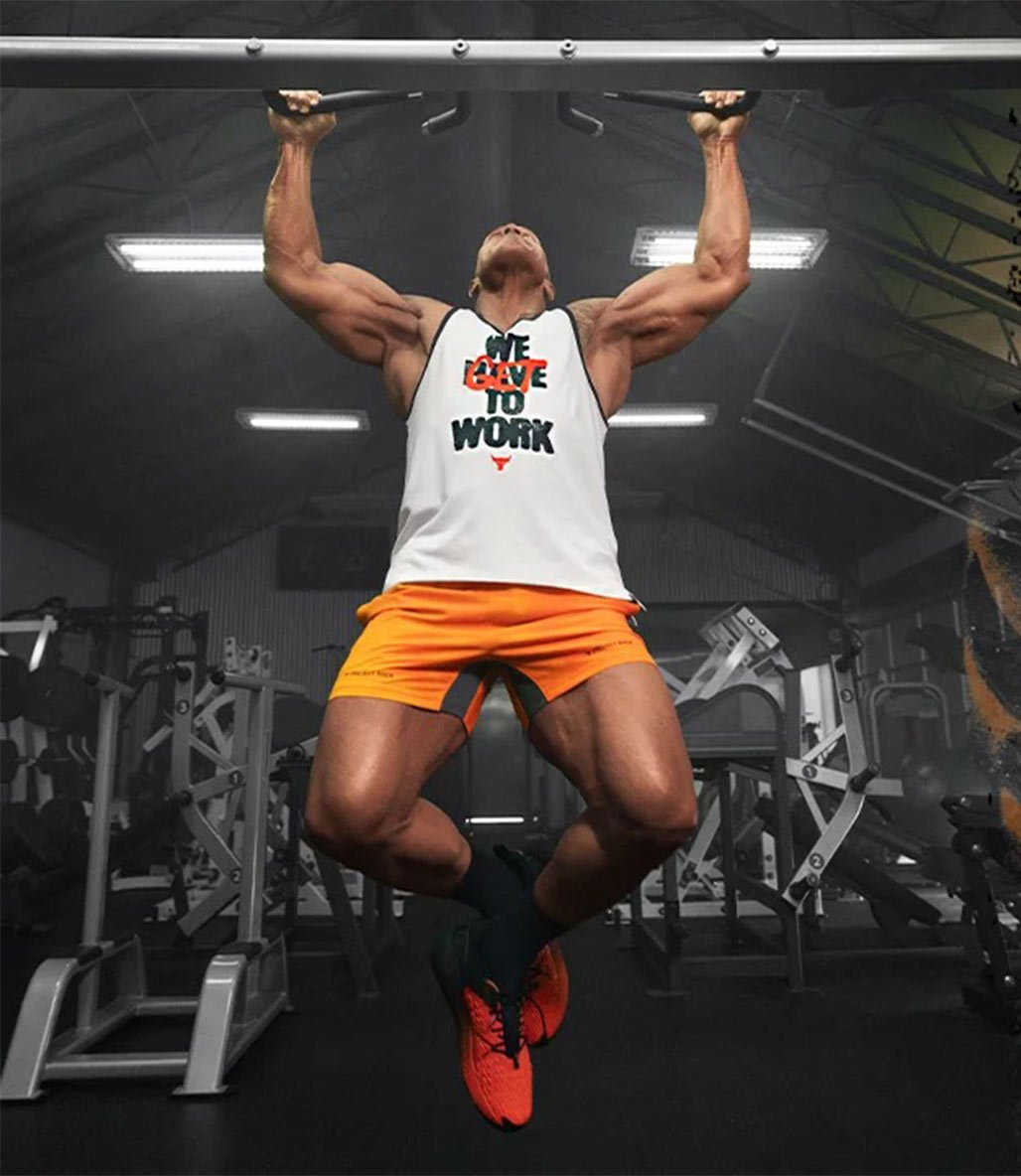 Under Armour Project Rock Get To Work Tank Atlet Beyaz Siyah