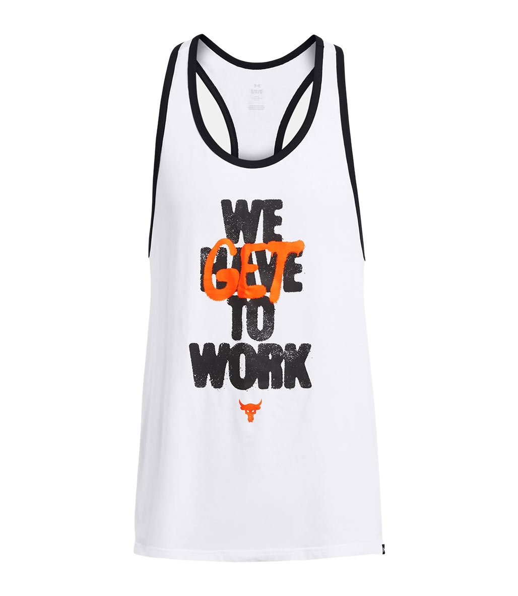 Under Armour Project Rock Get To Work Tank Atlet Beyaz Siyah