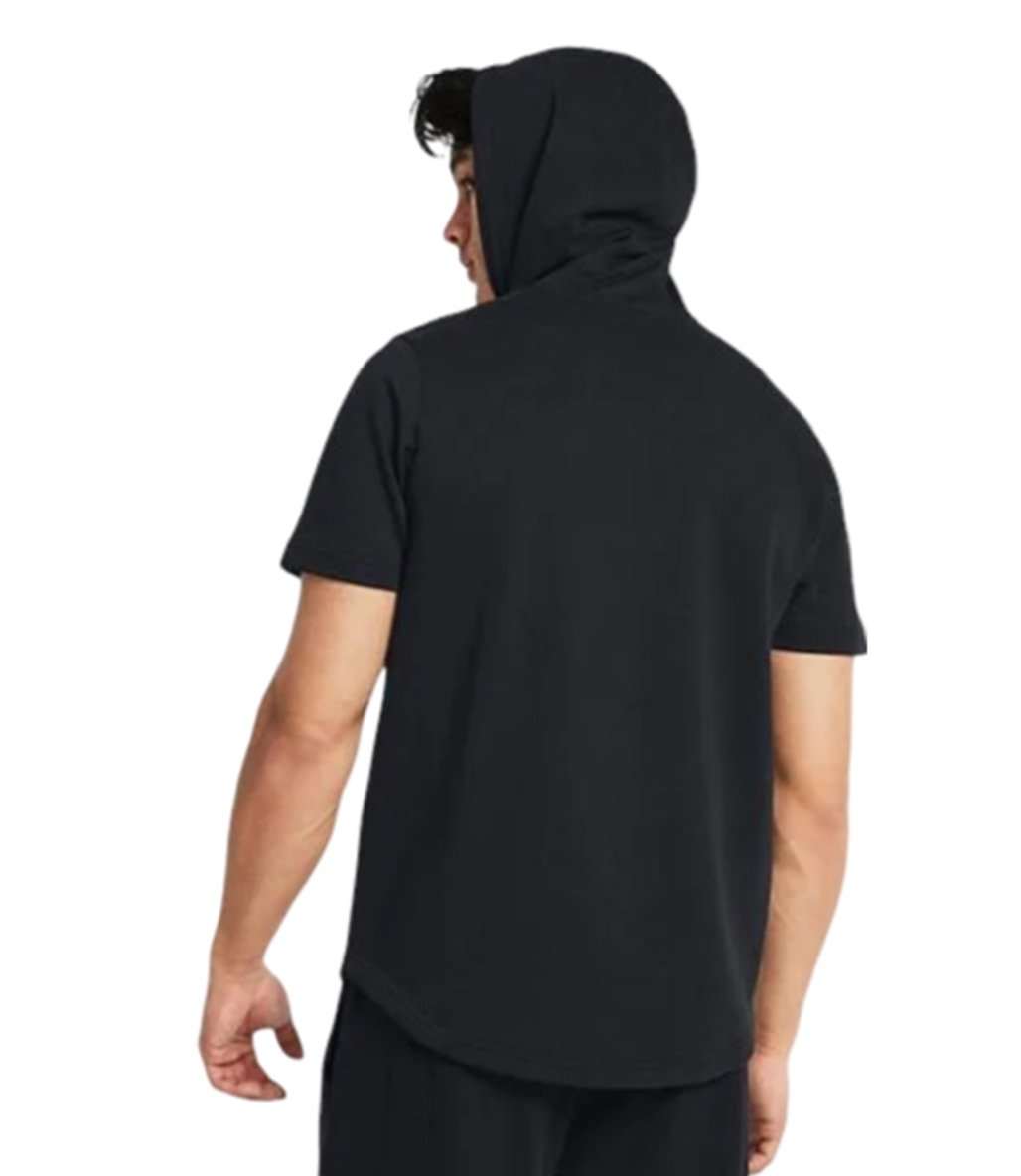 Under Armour Project Rock Terry Payoff Kısa Kollu Kapüşonlu Sweatshirt Siyah