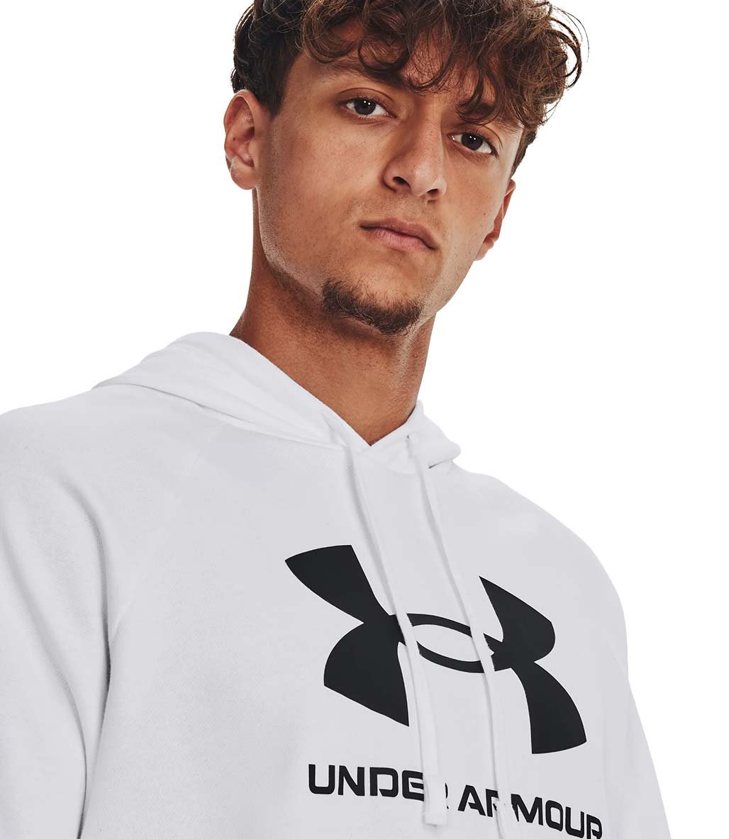 Under Armour Rival Fleece Logo Kapüşonlu Sweatshirt Beyaz