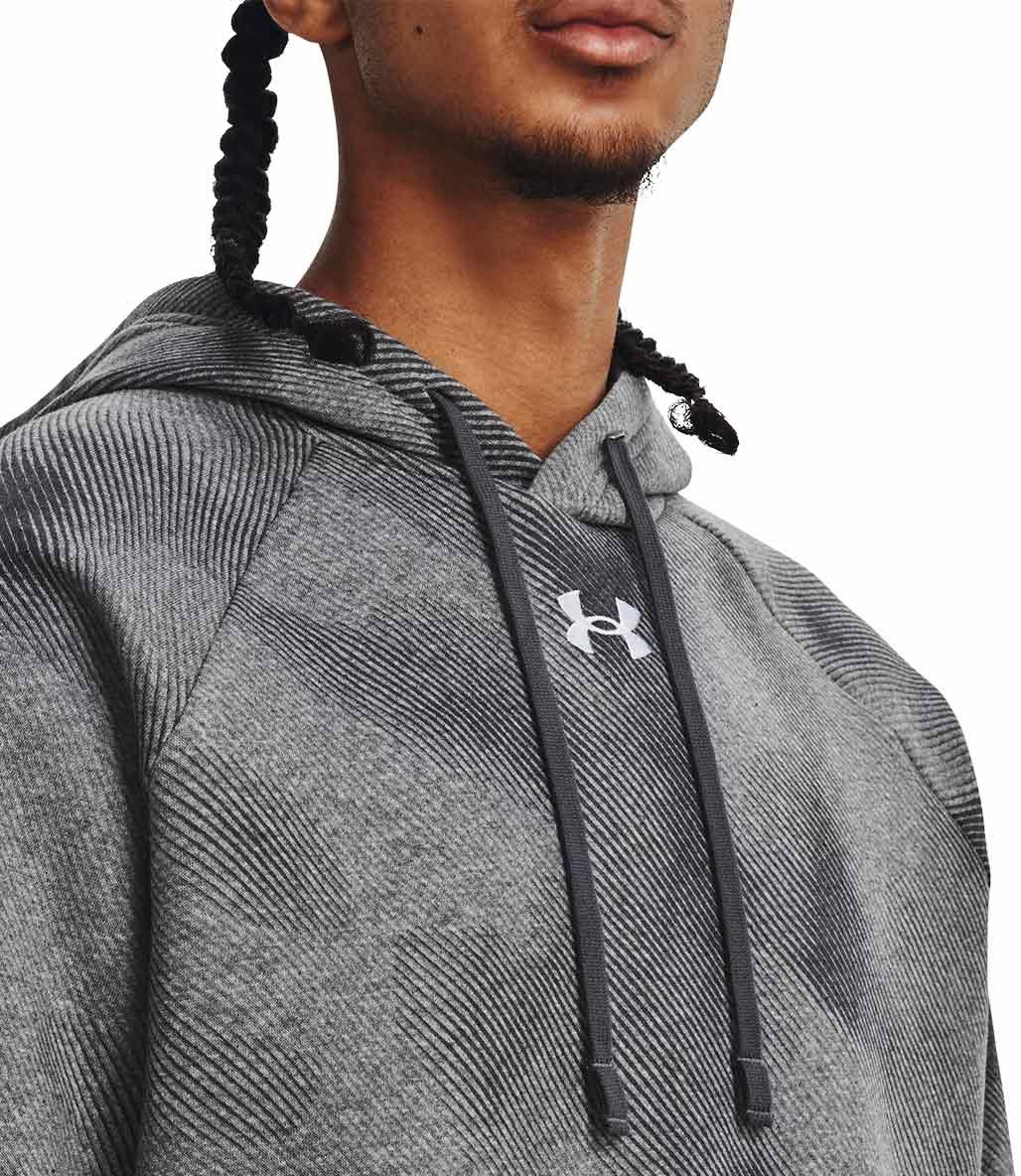 Under Armour Rival Fleece Printed Kapüşonlu Sweatshirt Gri