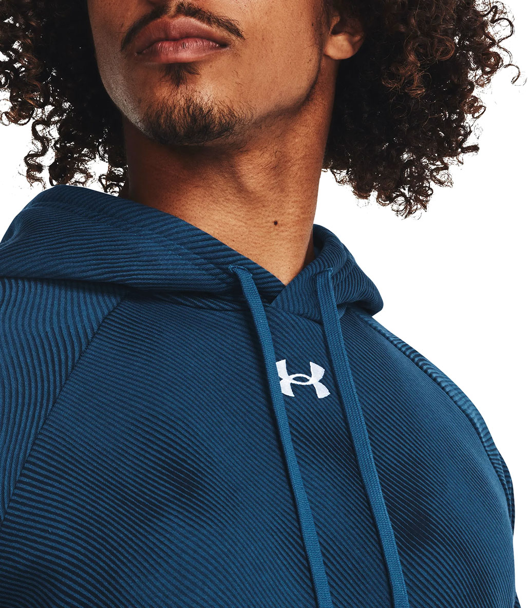 Under Armour Rival Fleece Printed Kapüşonlu Sweatshirt Mavi