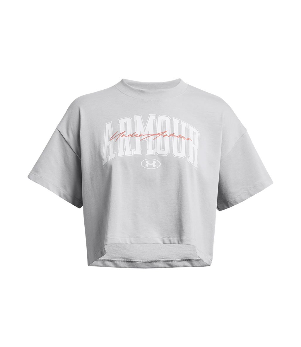 Under Armour Scripted Kadın Kısa Kollu Crop T-Shirt Gri