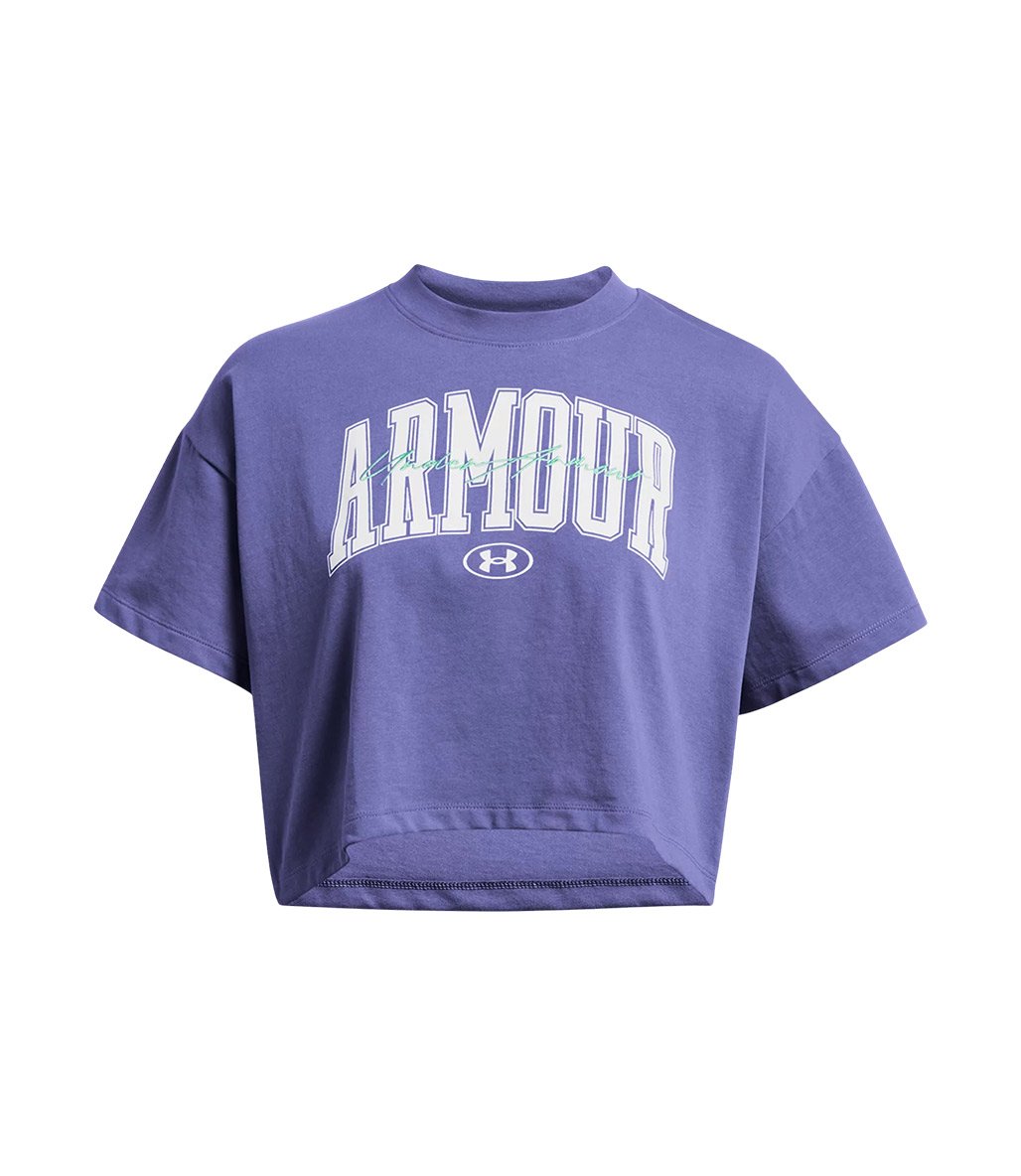 Under Armour Scripted Kadın Kısa Kollu Crop T-Shirt Mor