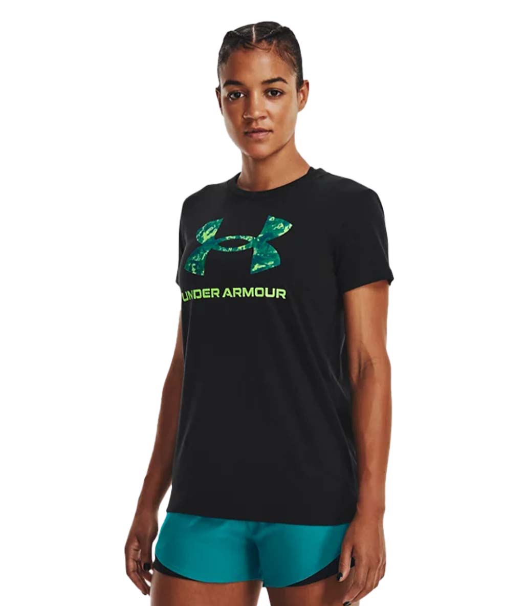 Under Armour Sportstyle Graphic Kadın Kısa Kollu T-Shirt Siyah Yeşil