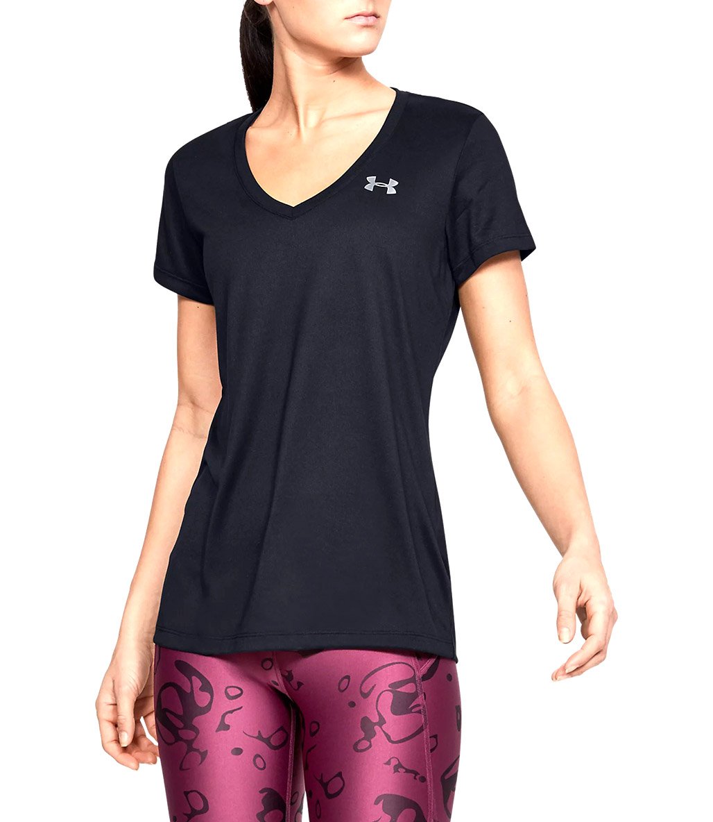 Under Armour Tech V Neck Kadın Kısa Kollu T-Shirt Siyah