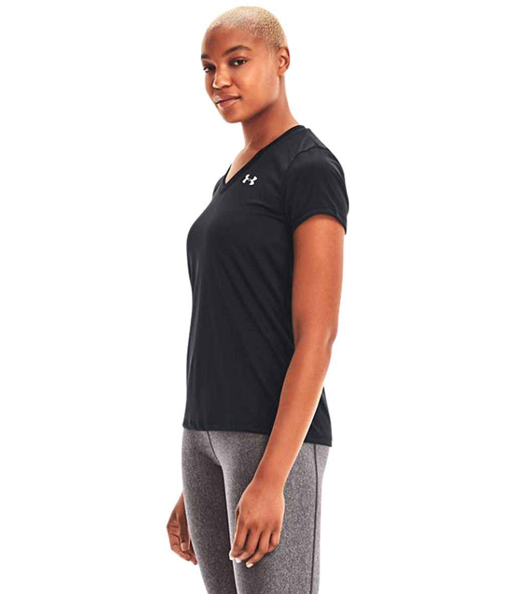 Under Armour Tech V Neck Kadın Kısa Kollu T-Shirt Siyah