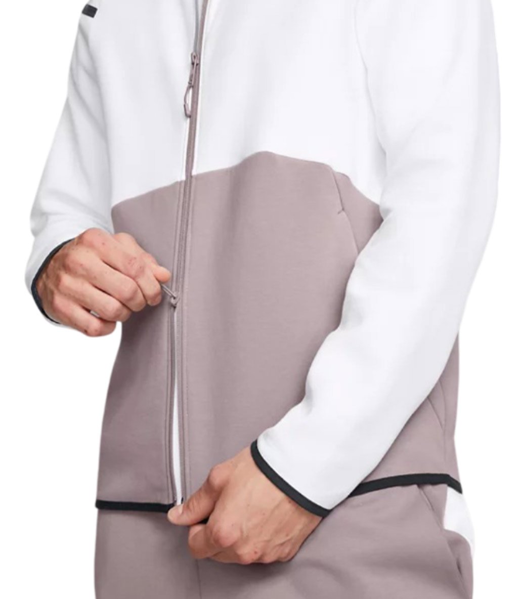 Under Armour Unstoppable Fleece HD EU Tam Fermuarlı Sweatshirt Beyaz Gri