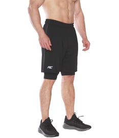 MuscleCloth 2 in 1 Erkek Taytlı Stretch Şort Siyah