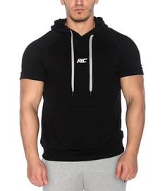 MuscleCloth Pro Kapüşonlu Kısa Kollu Sweatshirt Siyah