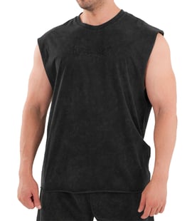 Kingsize Darksteel Antik Yıkamalı Kolsuz T-Shirt Siyah