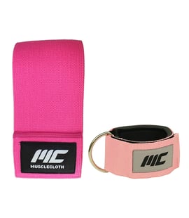 MuscleCloth Ankle Cuff + Loop Band Seti Pembe