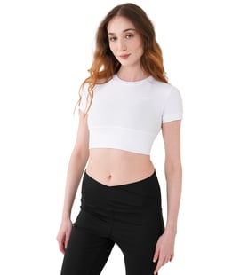 MuscleCloth Aura Cross Crop T-Shirt Beyaz