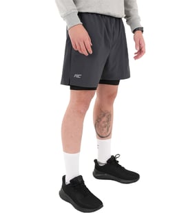 MuscleCloth Performance 2 In 1 Erkek Taytlı Şort Gri Siyah