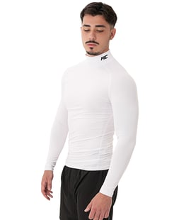 MuscleCloth Tech Mock Ekstra Dar Kalıp Uzun Kollu T-Shirt Beyaz