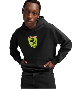 Puma Scuderia Ferrari Race Big Shield Kapüşonlu Sweatshirt Siyah