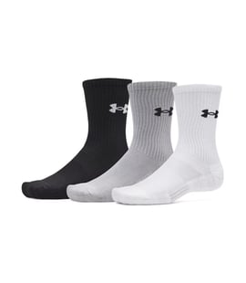 Under Armour Performance Cotton 3'lü Paket Crew Çorap Siyah Beyaz Gri