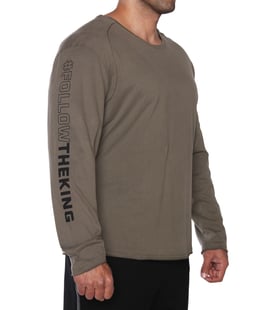 Kingsize Follow The King Uzun Kollu T-Shirt Haki