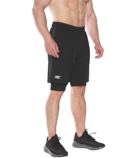 MuscleCloth 2 in 1 Erkek Taytlı Stretch Şort Siyah