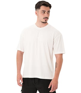 MuscleCloth Basic Oversize T-Shirt Kırık Beyaz