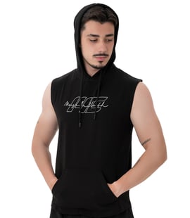 MuscleCloth Icon Kapüşonlu Kolsuz T-Shirt Siyah